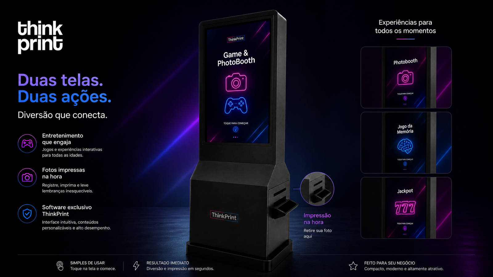 Totem em ambiente premium de evento corporativo
